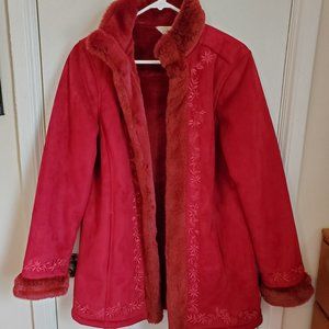 Gorgeous Red Ll Bean Faux Fur Lined Winter Coat M - image 1